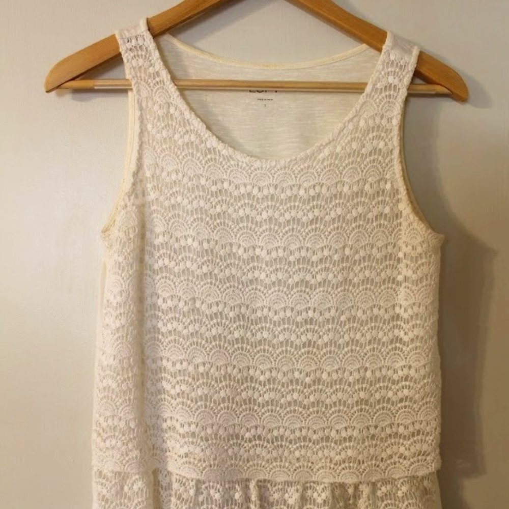 LOFT White Lace Front Peplum Tank